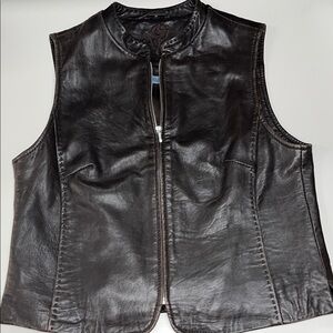 Provence d’amour Women's Dark Brown Leather Vest w/ pockets SZ M